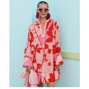 La Ligne Vibrant Pink and Red tunic mini dress